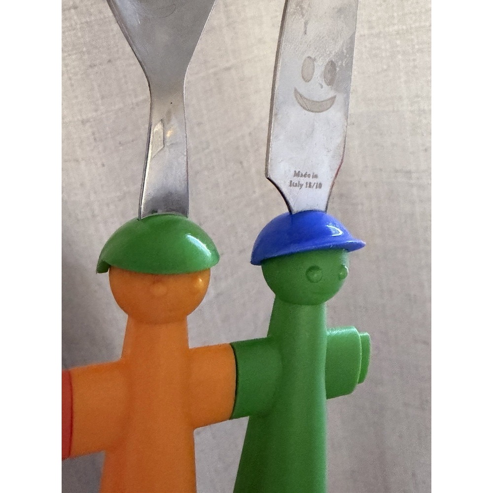 Rivadossi Trebimbi Kids Flatware 4 Piece Italy Smiley Colorful Y2K Postmodern - Picture 6 of 11